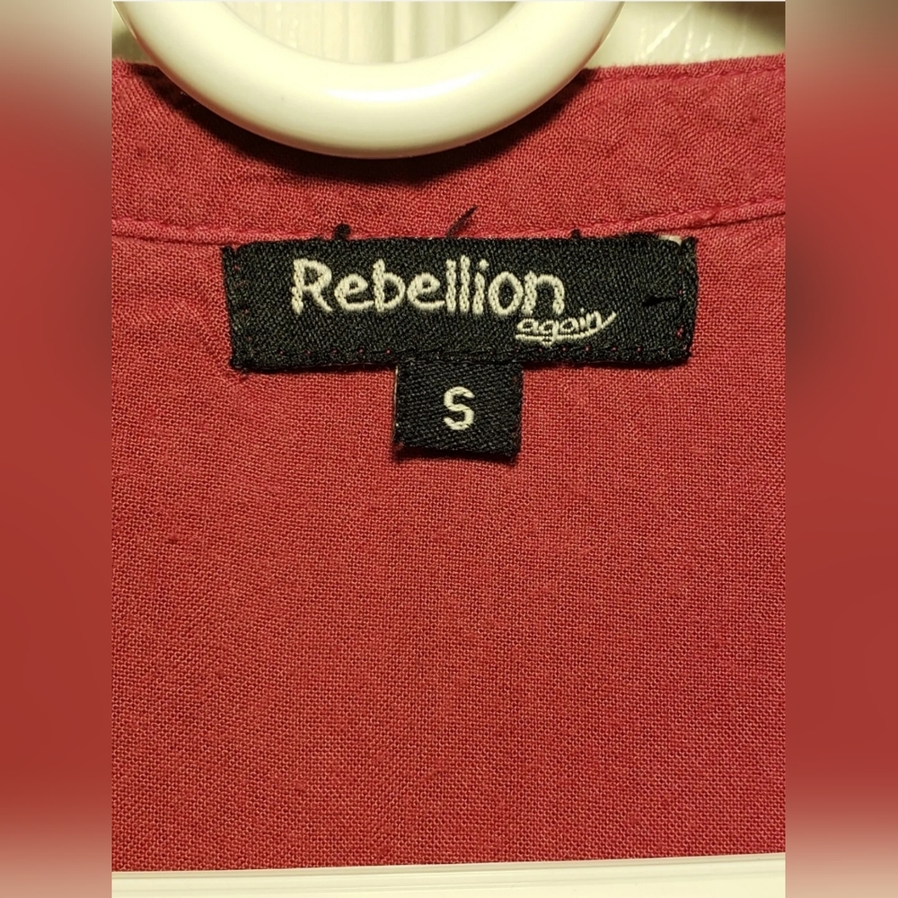 ❤️ Rebellion Again Boho Embroidered Peasant Blouse Top Size SMALL RED ❤️ - Picture 4 of 12